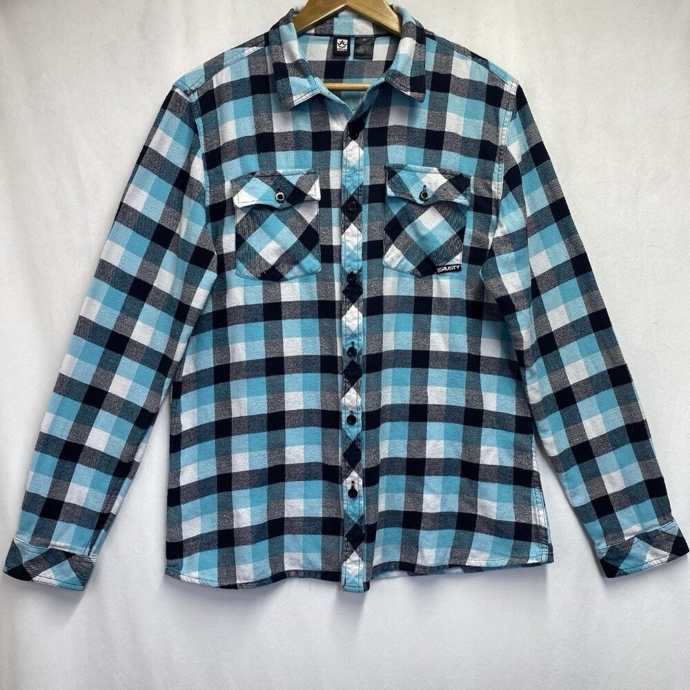 RUSTY Plaid Flannel Collared Button Up Shirt Men Medium Multicolor Front Pocket